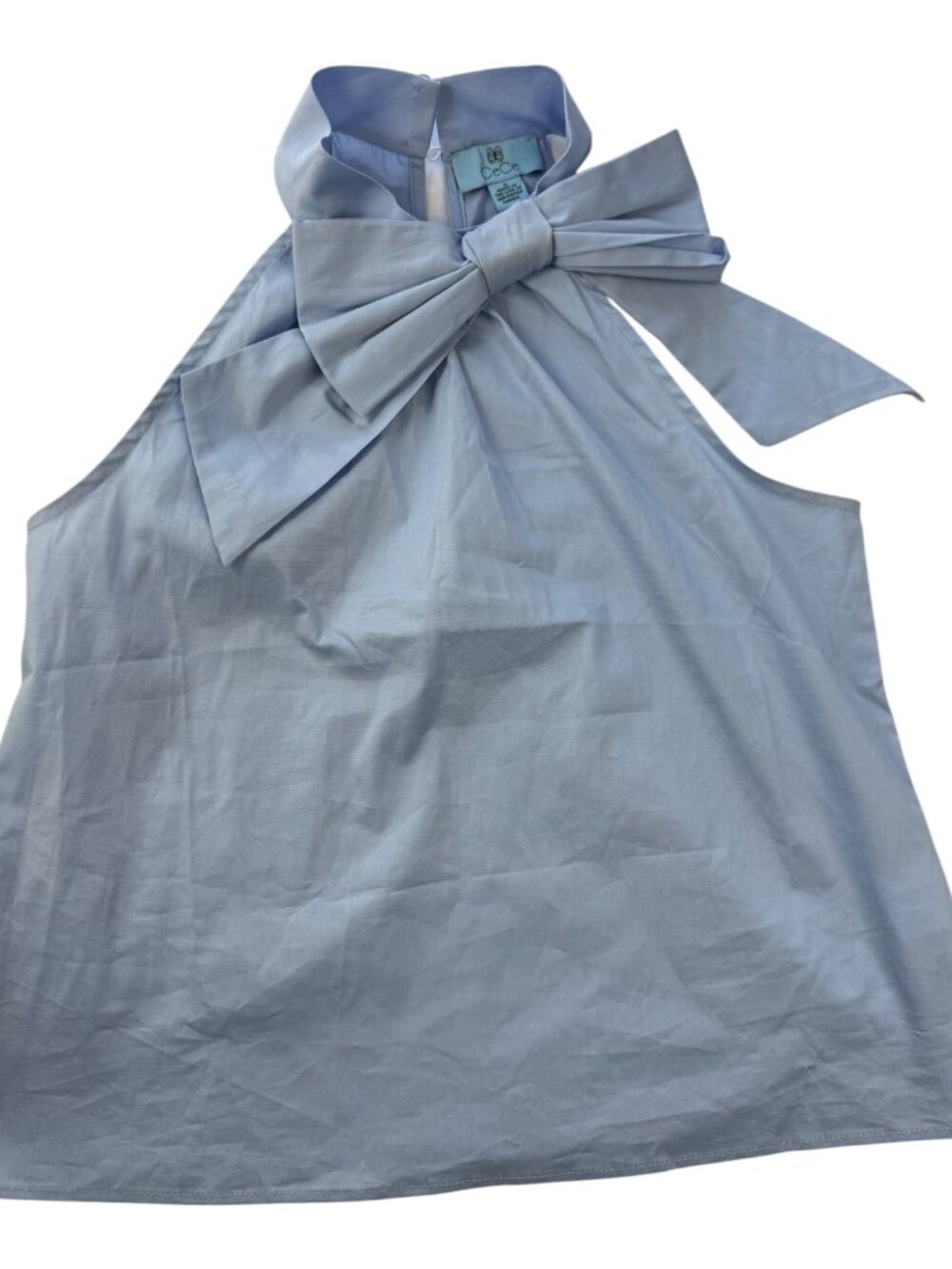 New NWT Nordstrom CeCe Halter Tank Cotton.  Light Blue.  Bow at Neck MSRP $69 S
